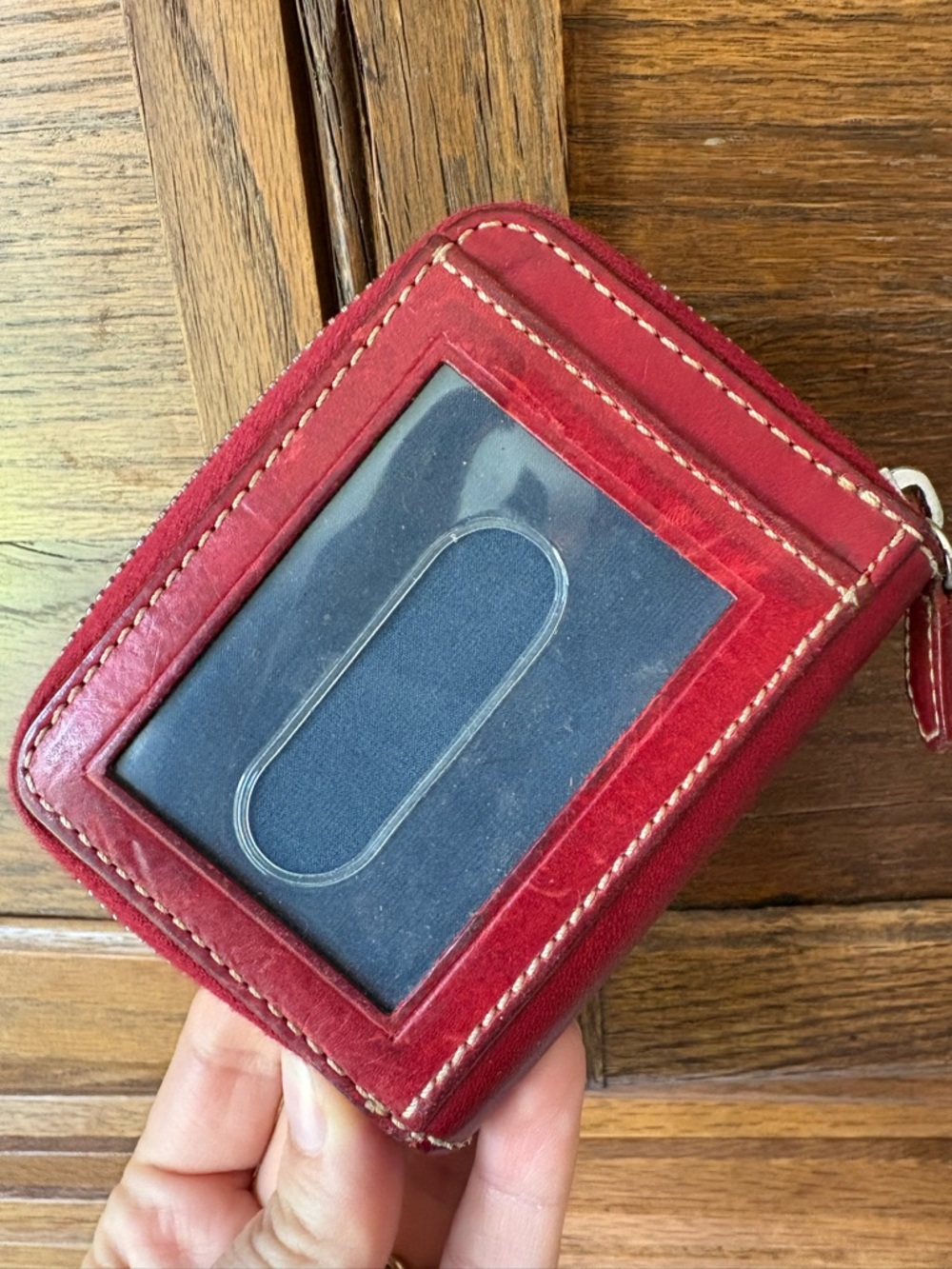 Vintage Red Leather Dooney & Bourke Wallet Made In Italy ID Panel Outside Small - Picture 5 of 10
